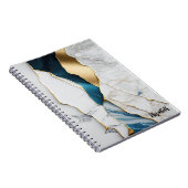 ホワイトクールターコイズマーブルストーン金ゴールド ノートブック (右側)