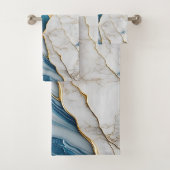 ホワイトクールターコイズマーブルストーン金ゴールド バスタオルセット (インサイチュ)