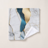 ホワイトクールターコイズマーブルストーン金ゴールド バスタオルセット (ウォッシュタオル)