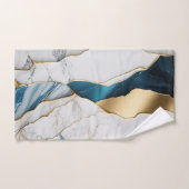 ホワイトクールターコイズマーブルストーン金ゴールド バスタオルセット (ハンドタオル)