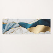 ホワイトクールターコイズマーブルストーン金ゴールド ヨガマット (裏面(横))