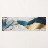 ホワイトクールターコイズマーブルストーン金ゴールド ヨガマット (正面(横))