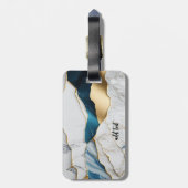 ホワイトクールターコイズマーブルストーン金ゴールド ラゲッジタグ (裏面縦)