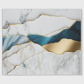 ホワイトクールターコイズマーブルストーン金ゴールド ラッピングペーパー (フラット)