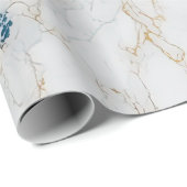 ホワイトクールターコイズマーブルストーン金ゴールド ラッピングペーパー (ロールコーナー)