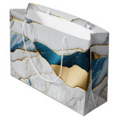 ホワイトクールターコイズマーブルストーン金ゴールド ラージペーパーバッグ (裏面アングル)