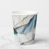 ホワイトクールターコイズマーブルストーン金ゴールド 紙コップ (裏面)