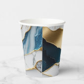 ホワイトクールターコイズマーブルストーン金ゴールド 紙コップ (右)