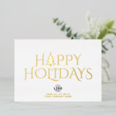 ホワイトク企業のリスマスエレガントハッピーのロゴ 箔シーズンカード (立ち正面)