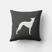 ホワイトグイタリアンレイハウンドシルエットイギー犬グレー クッション (裏面)