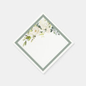 ホワイトグエレガントレーグリーンフローラブライダルシャワー スタンダードカクテルナプキン (角)