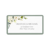 ホワイトグエレガントレーグリーンフローラ差出人住所ラボ ラベル (正面)