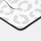 ホワイトグエレガントレーレオパードチエアニマルプリント デスクマット (コーナー)