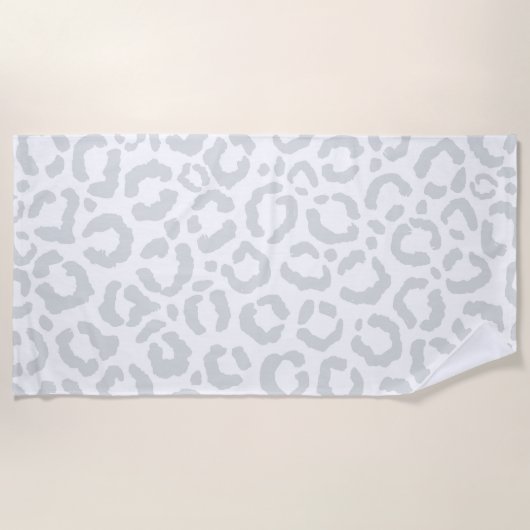 ホワイトグエレガントレーレオパードチエアニマルプリント ビーチタオル (正面)
