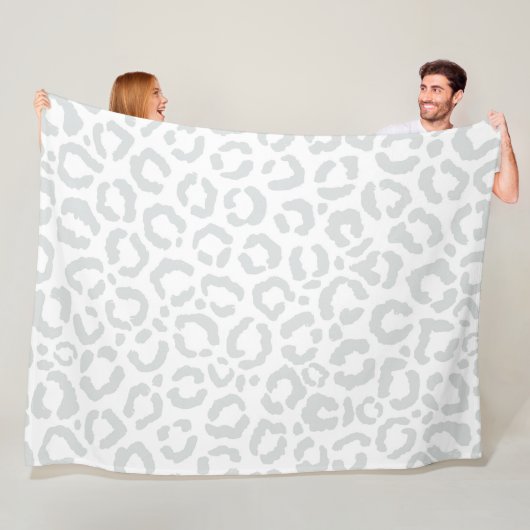 ホワイトグエレガントレーレオパードチエアニマルプリント フリースブランケット (インサイチュ)