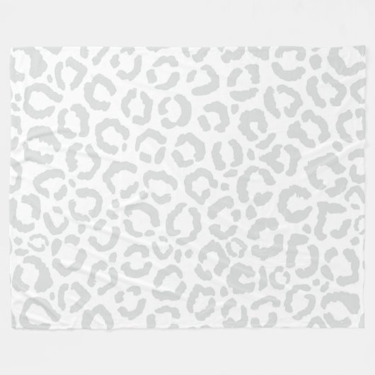 ホワイトグエレガントレーレオパードチエアニマルプリント フリースブランケット (正面(横))