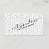 ホワイトグエレガントレーレオパードチエアニマルプリント 名刺 (正面)