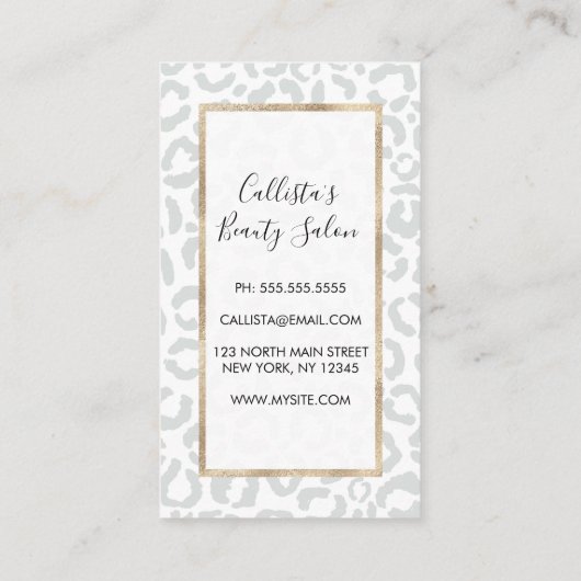 ホワイトグエレガントレーレオパードチエアニマルプリント 紹介カード (裏面)