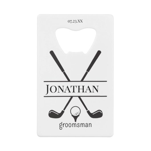 ホワイトグエレガントロパーソナライズされたームメンズゴルフクラブ クレジットカード栓抜き (正面)