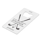 ホワイトグエレガントロパーソナライズされたームメンズゴルフクラブ クレジットカード栓抜き (裏面アングル)