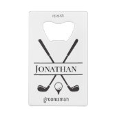 ホワイトグエレガントロパーソナライズされたームメンズゴルフクラブ クレジットカード栓抜き (裏面)