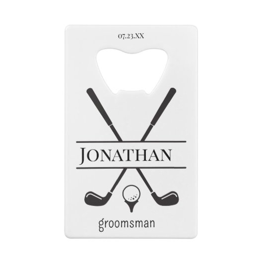 ホワイトグエレガントロパーソナライズされたームメンズゴルフクラブ クレジットカード栓抜き (裏面)