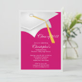 ホワイトグラッドキャップ卒業パーティー招待状 招待状 (スタンド正面)