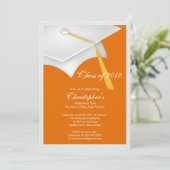 ホワイトグラッドキャップ卒業パーティー招待状 招待状 (スタンド正面)