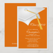 ホワイトグラッドキャップ卒業パーティー招待状 招待状 (正面/裏面)