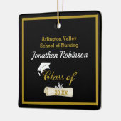 ホワイトグラッドキャップ及びディプロマセラミックオーナメント セラミックオーナメント (左)