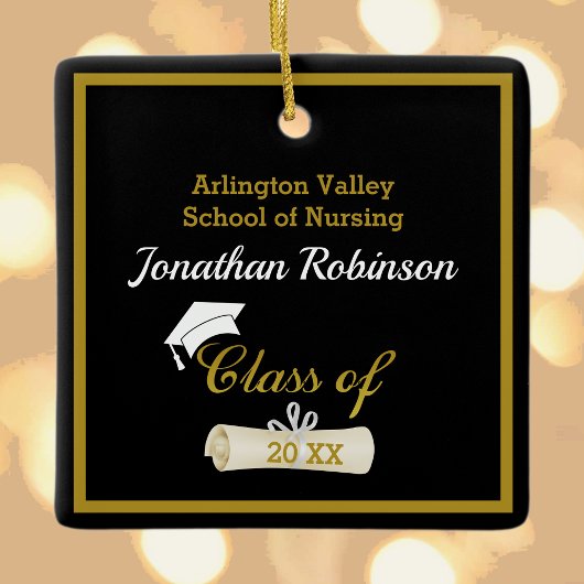 ホワイトグラッドキャップ及びディプロマセラミックオーナメント セラミックオーナメント