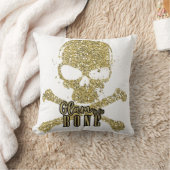 ホワイトグラムトゥザボーン金ゴールドグリッタースカル クッション (ブランケット)