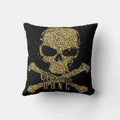 ホワイトグラムトゥザボーン金ゴールドグリッタースカル クッション (裏面)