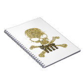 ホワイトグラムトゥザボーン金ゴールドグリッタースカル ノートブック (右側)
