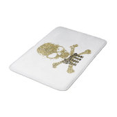 ホワイトグラムトゥザボーン金ゴールドグリッタースカル バスマット (アングル)