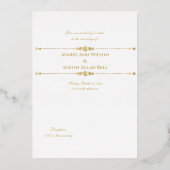 ホワイトグラムバラとホワイトと金ゴールド 箔招待状 (裏面)