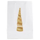 ホワイトグラム金ゴールドユニコーン誕生日 ミディアムペーパーバッグ (裏面)