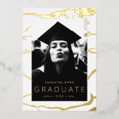 ホワイトグラモダンード金ゴールド大理石発表 箔招待状 (正面)