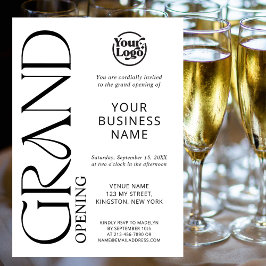 ホワイトグランドオープニングビジネスロゴモダン 招待状