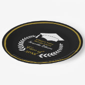 ホワイトグラードキャップ卒業パーティー紙プレート ペーパープレート (アングル)