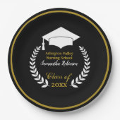 ホワイトグラードキャップ卒業パーティー紙プレート ペーパープレート (正面)