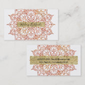 ホワイトグラームにピンク&オレンジのマンダラ 名刺 (正面/裏面)