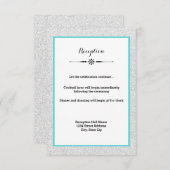 ホワイトグリッターとティール(緑がかった色)フレーム-披露宴招待状 招待状 (正面/裏面)