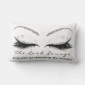 ホワイトグリッターグレーメイクアップ目まぶし美しい ランバークッション (裏面)