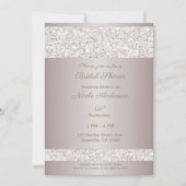 ホワイトグリッタースパークル赤面ピンクブライダルシャワー 招待状 (正面)