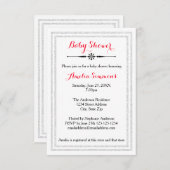 ホワイトグリッタートリム – 3x5ベビーシャワー招待状 招待状 (正面/裏面)