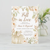 ホワイトグリッターパンプキンカップルシャワー 招待状 (スタンド正面)