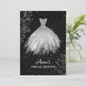 *~*ホワイトグリッターブライダルガウンブライダルドレスシャワー 招待状 (スタンド正面)