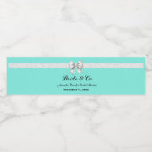 ホワイトグリッターボウパリブルーブライダルシャワー ペットボトルラベル (シングルラベル)