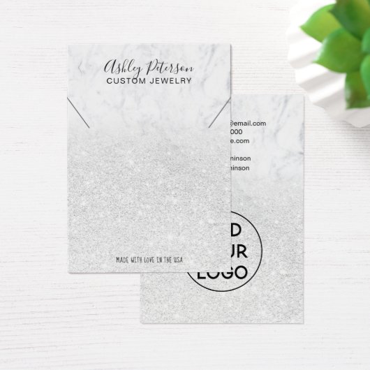 ホワイトグリッター大理石ロゴジュエリーネックレスディスプレイ (デスク)